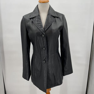 women JLC New York Leather Black Jacket M