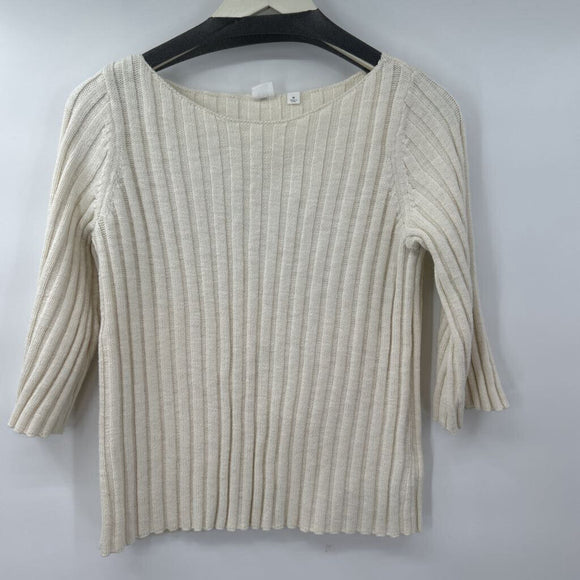 women Gap Ribbed Cotton Cream Sweater M