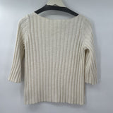 women Gap Ribbed Cotton Cream Sweater M