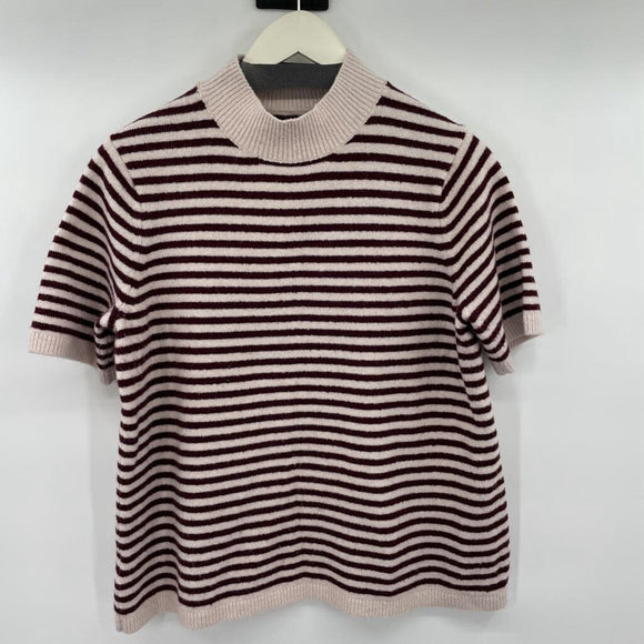 women Loft Short Sleeve Striped Red and White Sweater M