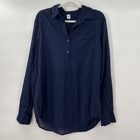 women Gap Swiss Dot Navy Blue Top MT