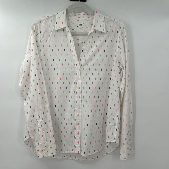 women Gap Button Front White Top M