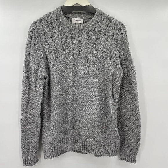 men Goodfellow Cable Knit Cotton Blend Gray Sweater M