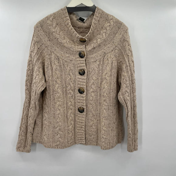 women Eddie Bauer Cable Knit Cardigan Ivory Sweater