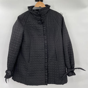 women Betsey Johnson Quilted Ruffled Black Coat M