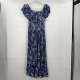 women Xhilaration Floral Smocked Blue and White Dress M