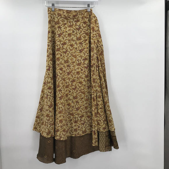 women Made in India Reversible Wrap Brown Skirt OS