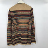 women Eddie Bauer Patterned Cotton Cardigan Tan Multi Sweater S