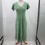 women 90s Vintage Textured Knit Green Day Dress S