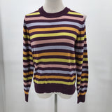 women Pact Organic Striped Organic Cotton Eggplant Purple Multi Sweater L