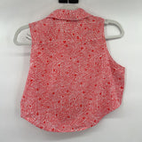 women Laurente Cropped Button Front Coral & White Top M