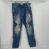 women MM Vintage Embroidered Blue Jeans 27/4