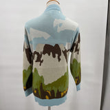 women Pacsun Print Cardigan Blue Multi Sweater M