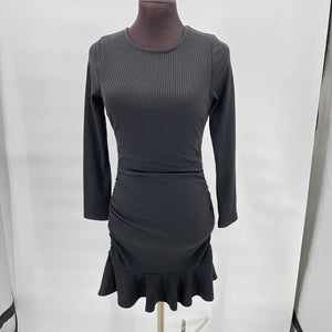 women Byinns NWT Ruched Ruffle Bodycon Black Dress S