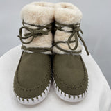 women Ilse Jacobsen Like New with Box Faux Fur Tulip Boots Olive Green Shoes 39/8