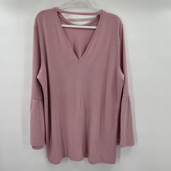 women DG2 Bell Sleeved Pink Top 2X