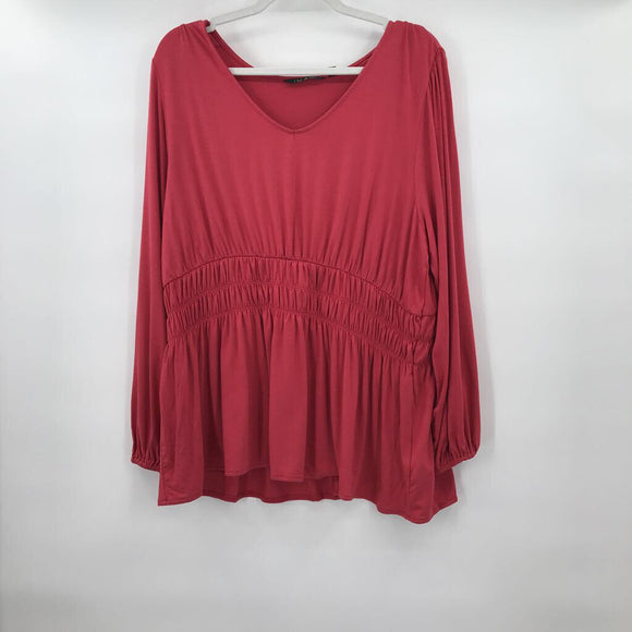 women Iman Cinched Waist Coral Top 1X