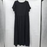 women Motto Cotton Short Sleeved Dress Black Day Dress 2X