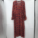 women Pleated Bust Maroon Day Dress 3X