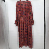 women Pleated Bust Maroon Day Dress 3X