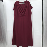 women Pleated Bust Maroon Day Dress 3X