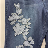 women Diane Gilman Floral Applique Blue Jeans 22W