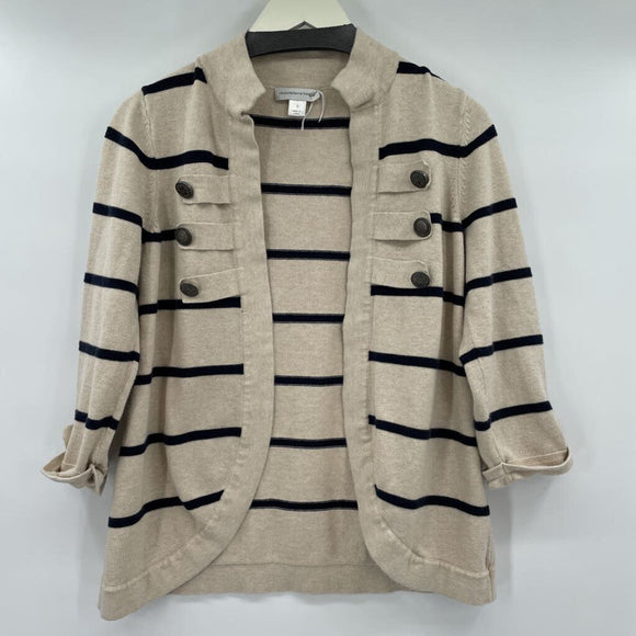 women Christopher & Banks Striped Cardigan Cream Sweater S