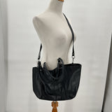 women Coach Monogram Leather Shoulder Bag Black Purse