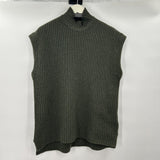 women Ganni - Anthro Wool Blend Sleeveless Turtleneck Green Sweater S