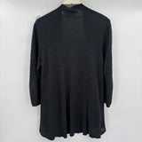 women Eileen Fisher Organic Linen/Cotton Ribbed Cardigan Black Sweater M