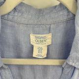 women Sigrid Olsen Linen Button Front Blue Top M