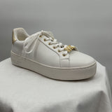 women Michael Kors Poppy Sneakers White Gold Shoes 7