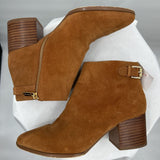 women Michael Kors Suede Ankle Boots Cognac Shoes 7.5