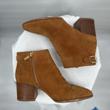 women Michael Kors Suede Ankle Boots Cognac Shoes 7.5