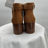 women Michael Kors Suede Ankle Boots Cognac Shoes 7.5