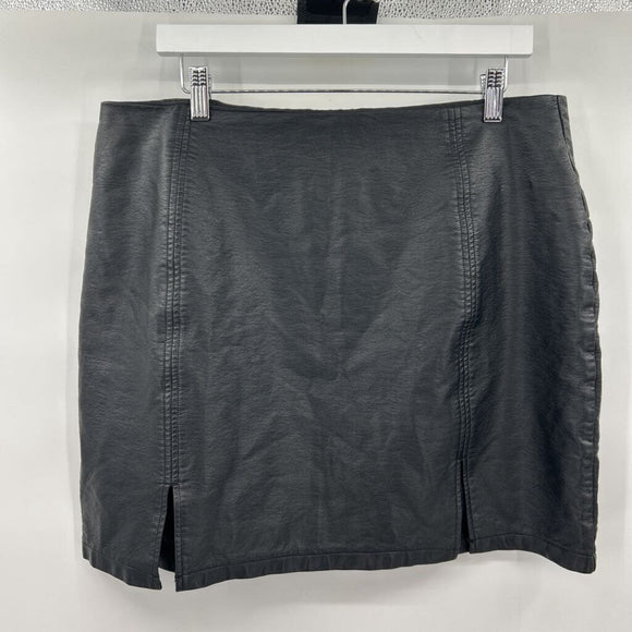 women Mangopop Faux Leather Black Skirt XXL