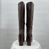 women Steve Madden Leather Knee High Boots Brown Shoes 8.5