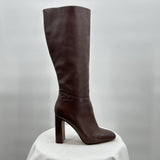 women Steve Madden Leather Knee High Boots Brown Shoes 8.5