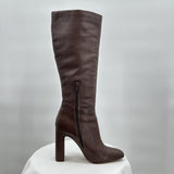 women Steve Madden Leather Knee High Boots Brown Shoes 8.5