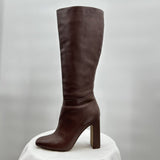 women Steve Madden Leather Knee High Boots Brown Shoes 8.5