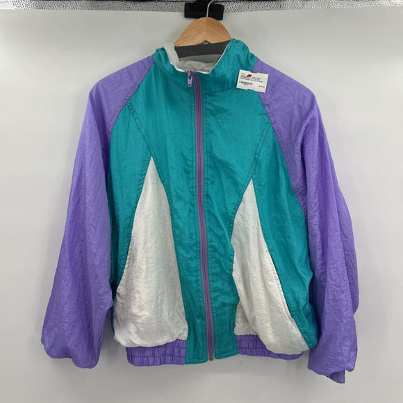 women Misty Valley Sport Windbreaker Pastel Purple Teal White Vintage Small