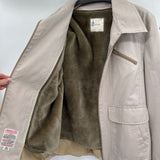 men London Fog Vintage Zip Front Faux Fur Lining Tan Jacket 44Long