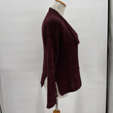 women Curio Open Collared Cardigan Burgundy Sweater M