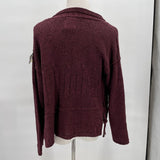 women Curio Open Collared Cardigan Burgundy Sweater M