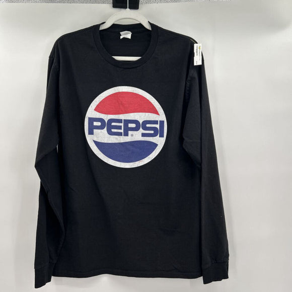 unisex Hanes Pepsi Long Sleeve Tee Black Knit Top L