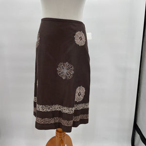 women Ann Taylor Y2K Embroidered Brown Skirt 6