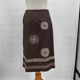 women Ann Taylor Y2K Embroidered Brown Skirt 6