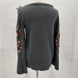 women Loft Cotton Blend Embroidered Gray Sweater M