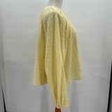 women Free People Down from the Clouds Cotton Eyelet Lace Button Front Butter Yellow Top L/XL