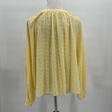 women Free People Down from the Clouds Cotton Eyelet Lace Button Front Butter Yellow Top L/XL